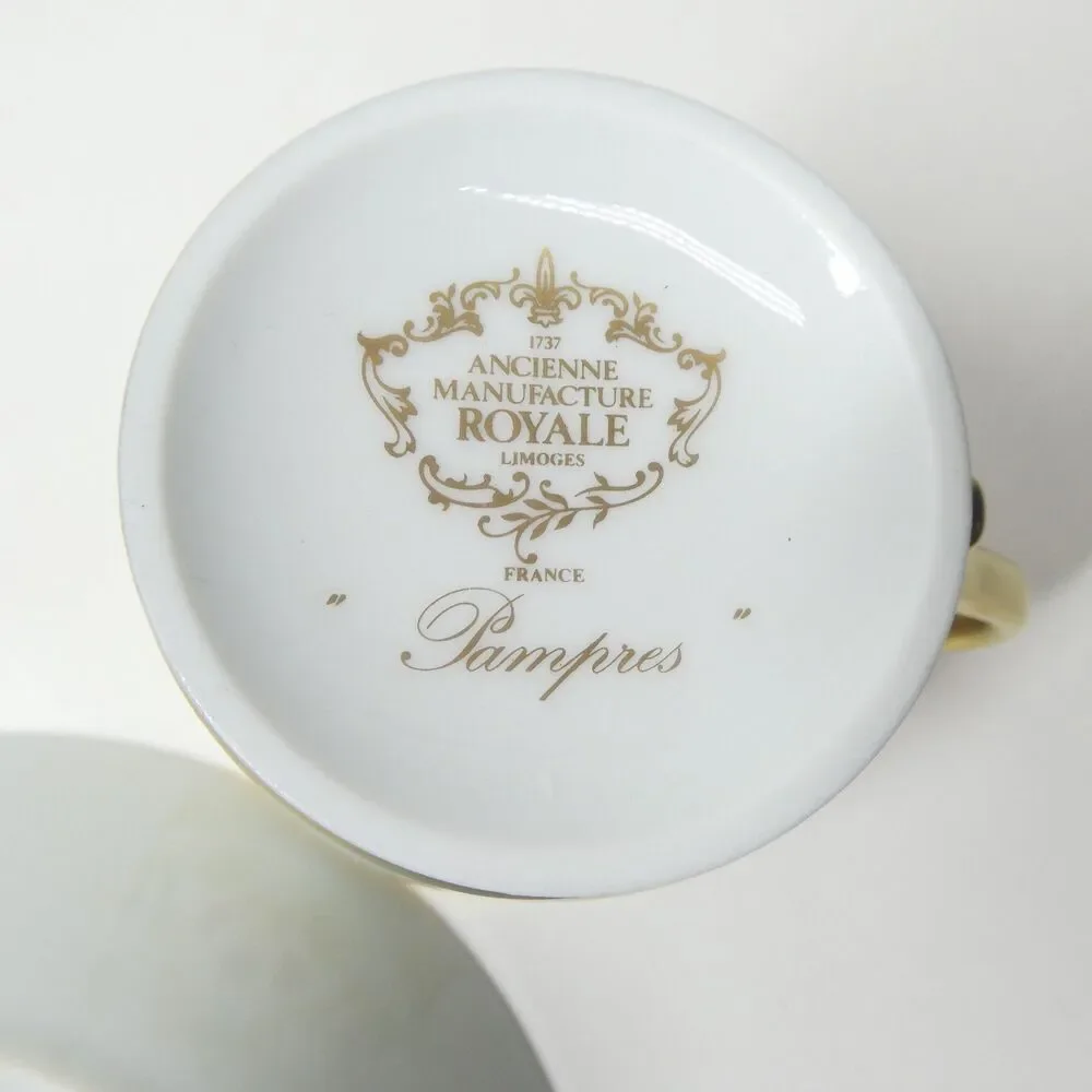 Pampres Cup & Saucer - 1737 Ancienne Manufacture Royal Limoges France Grapes